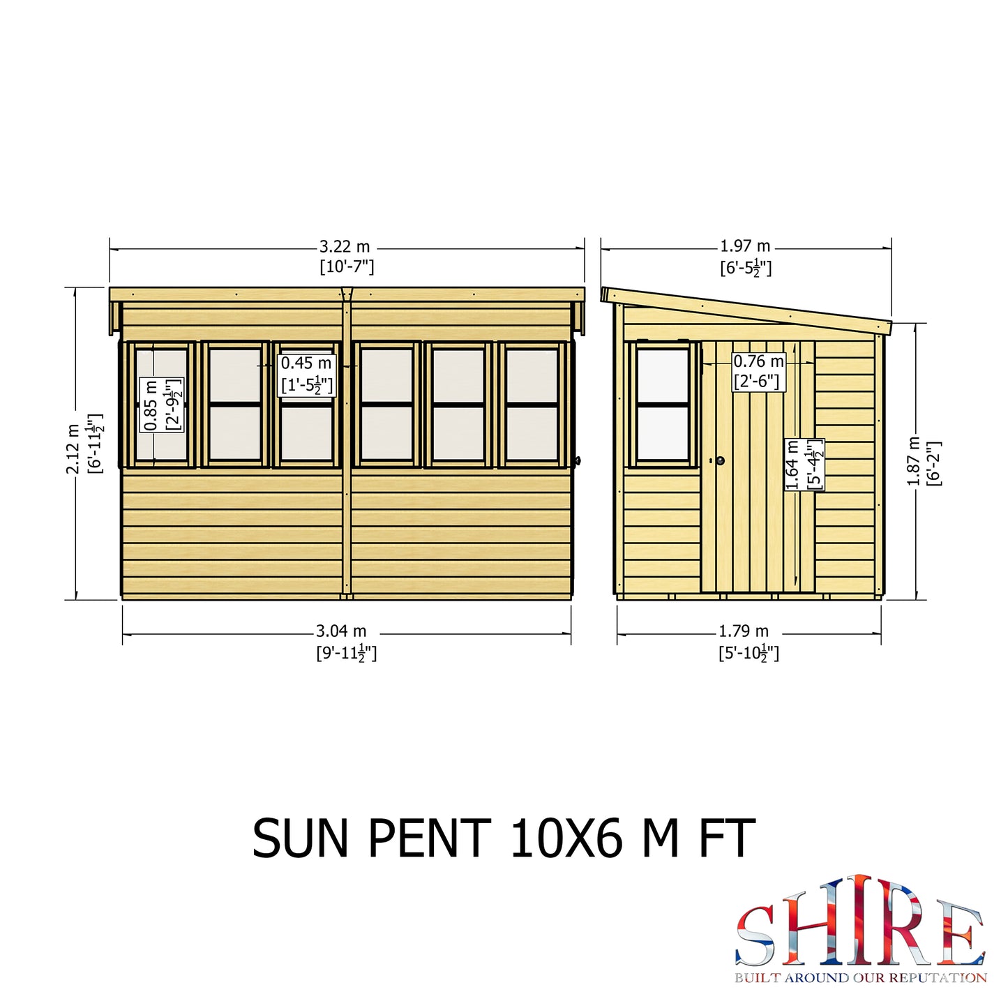 Shire Sun Pent Shiplap Potting Shed 10x6