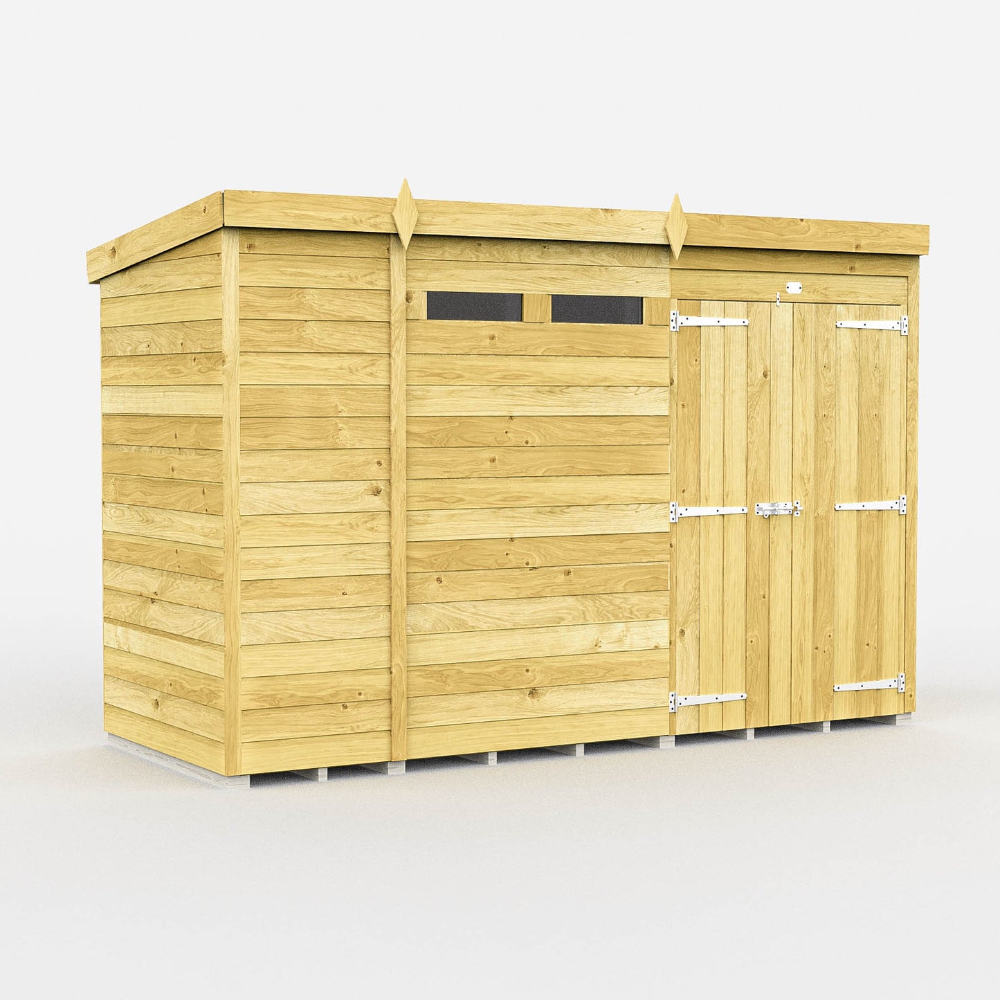 Elmstead Pent Security Shed Double Door External View