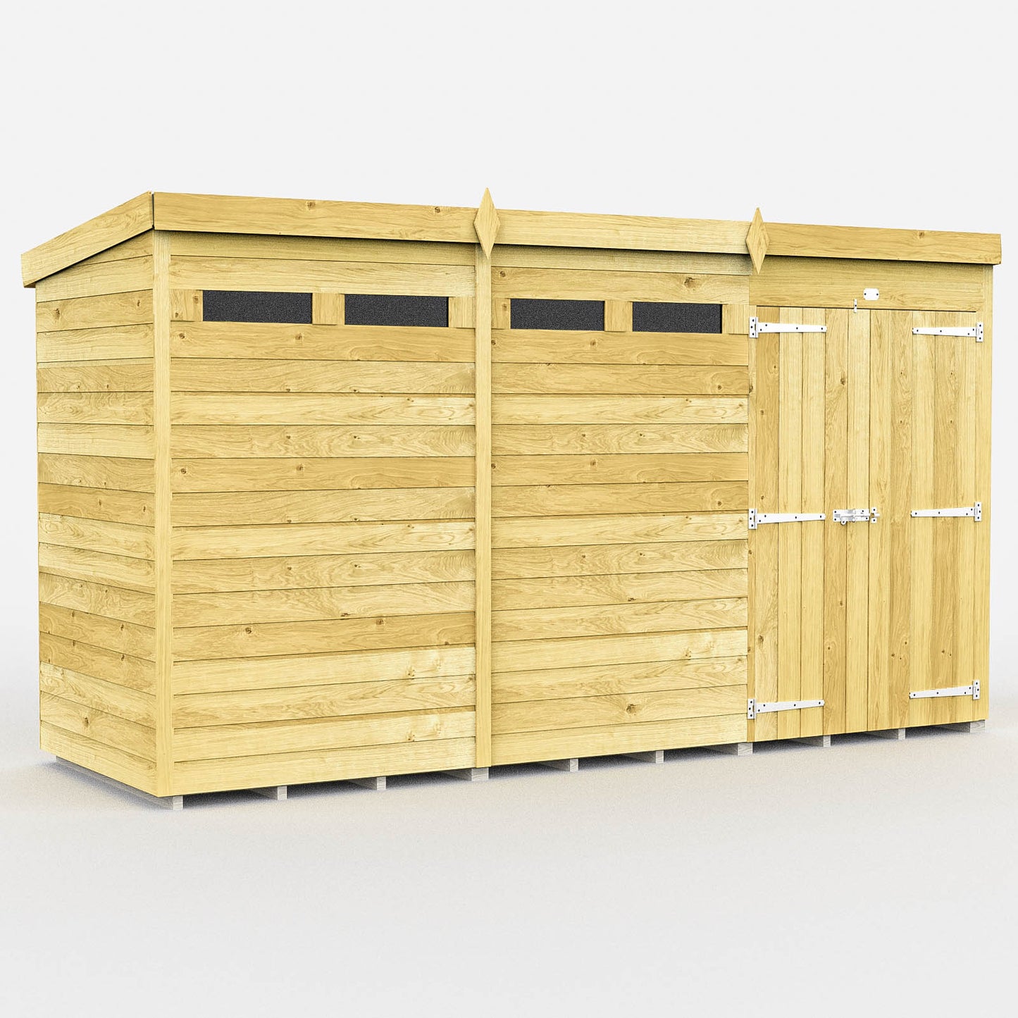 Elmstead Pent Security Shed Double Door External View