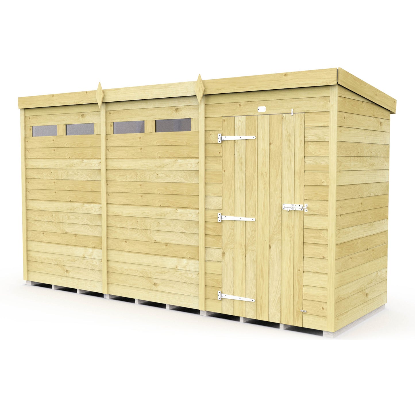 Elmstead Pent Security Shed Single Door External View
