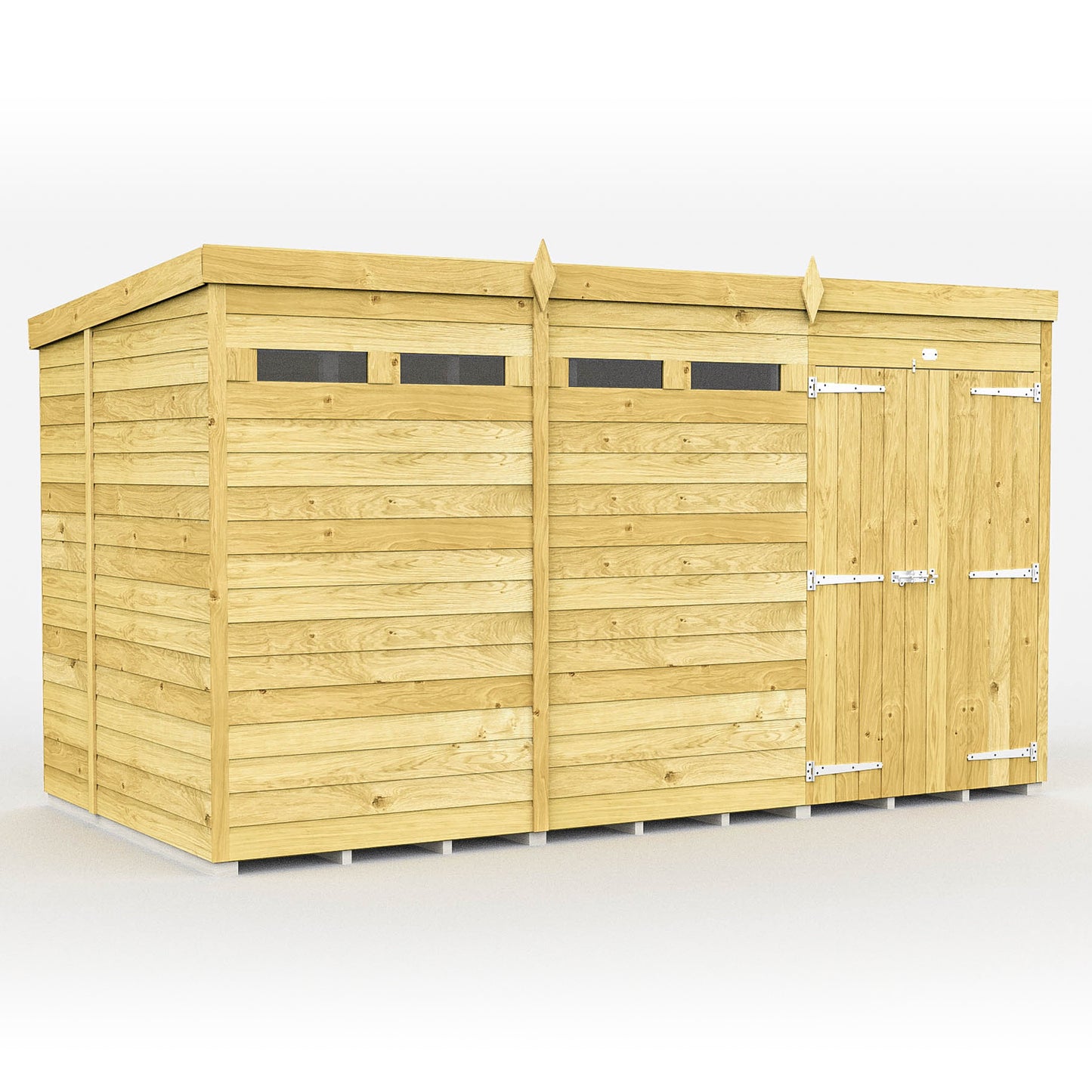 Elmstead Pent Security Shed Double Door External View