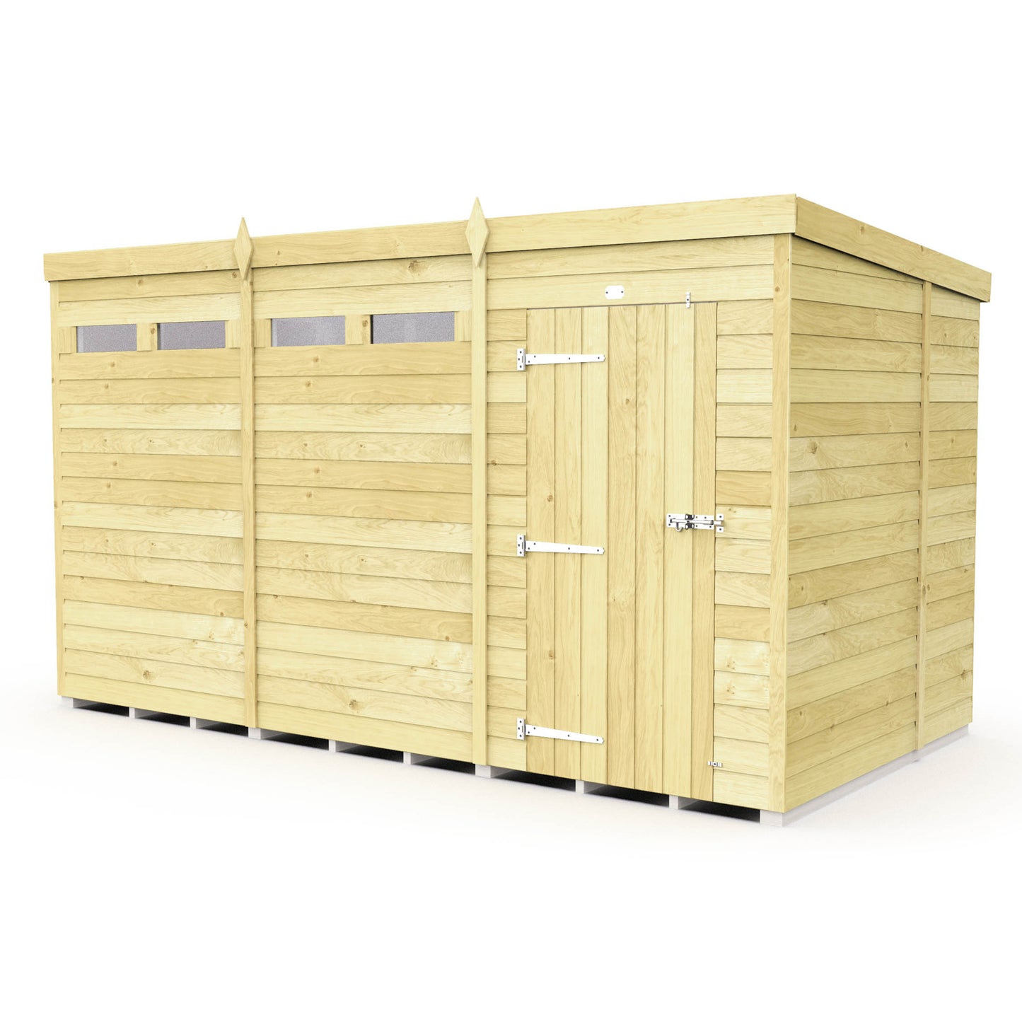Elmstead Pent Security Shed Single Door External View