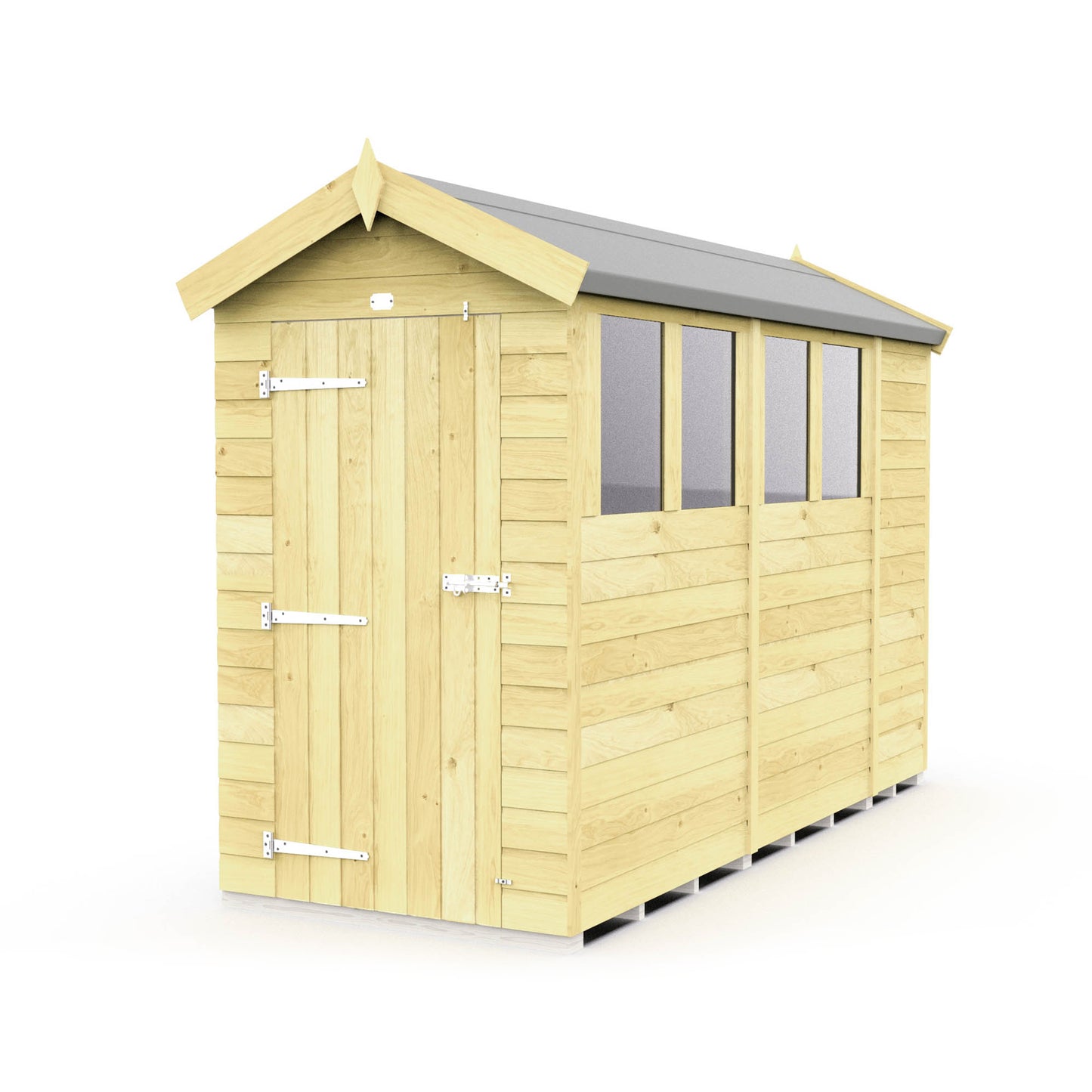Elmstead Apex Shed Single Door With Windows External View