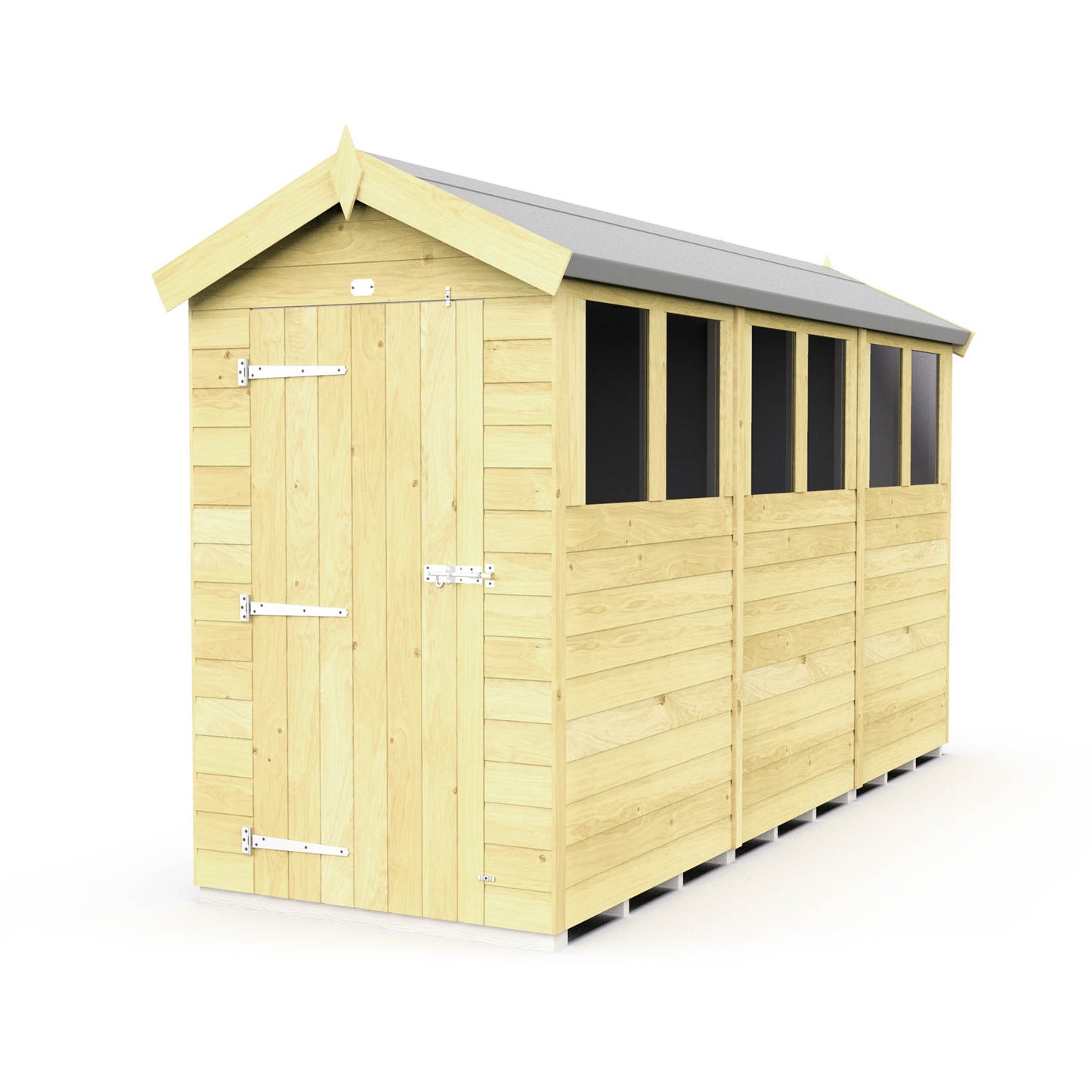 Elmstead Apex Shed Single Door With Windows External View