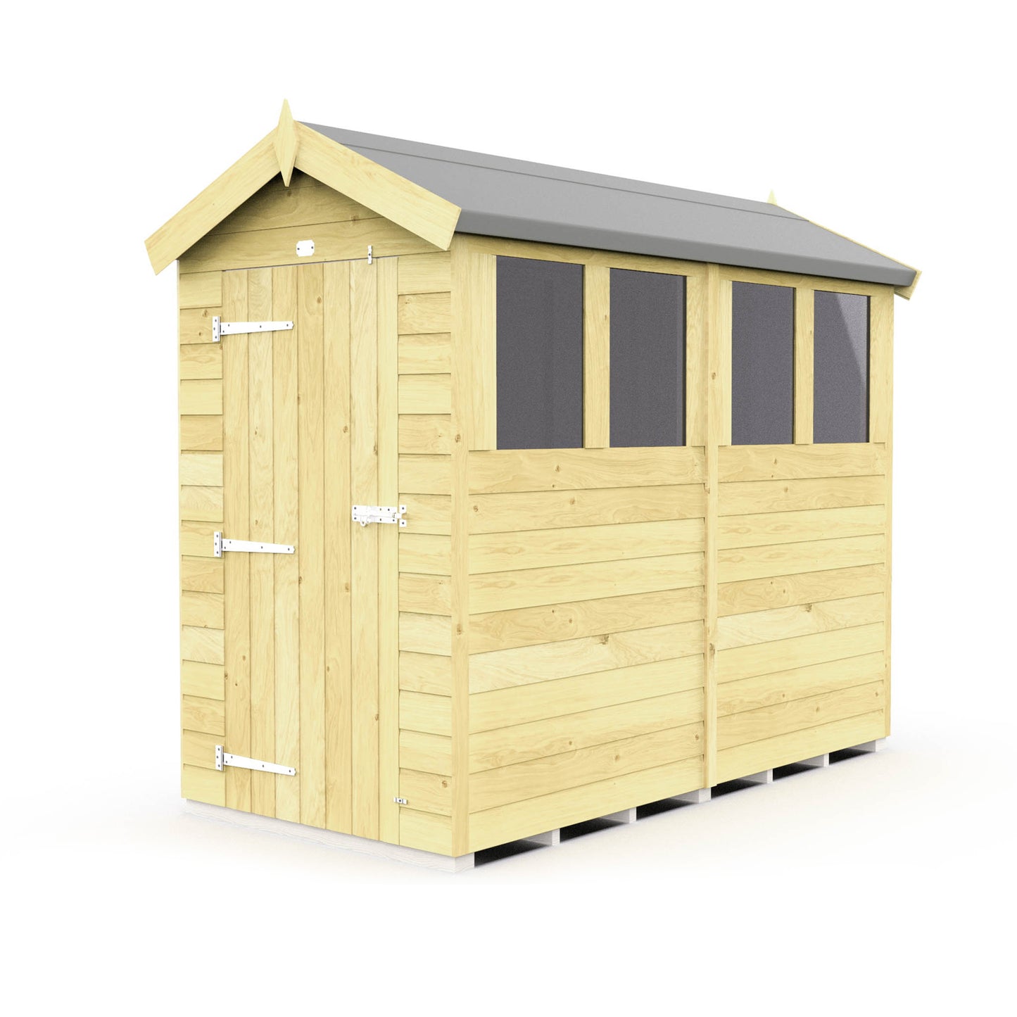 Elmstead Apex Shed Single Door With Windows External View