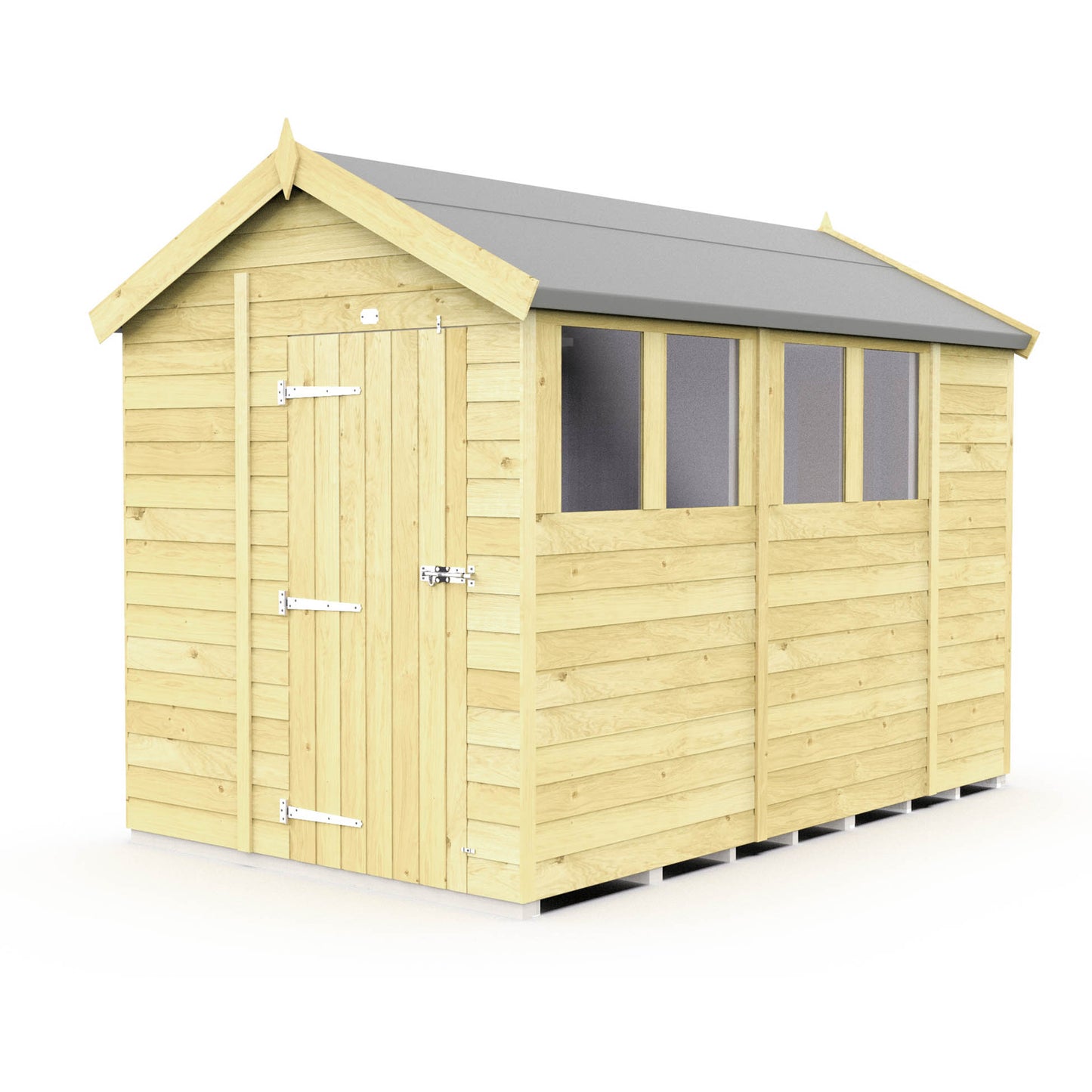 Elmstead Apex Shed Single Door With Windows External View