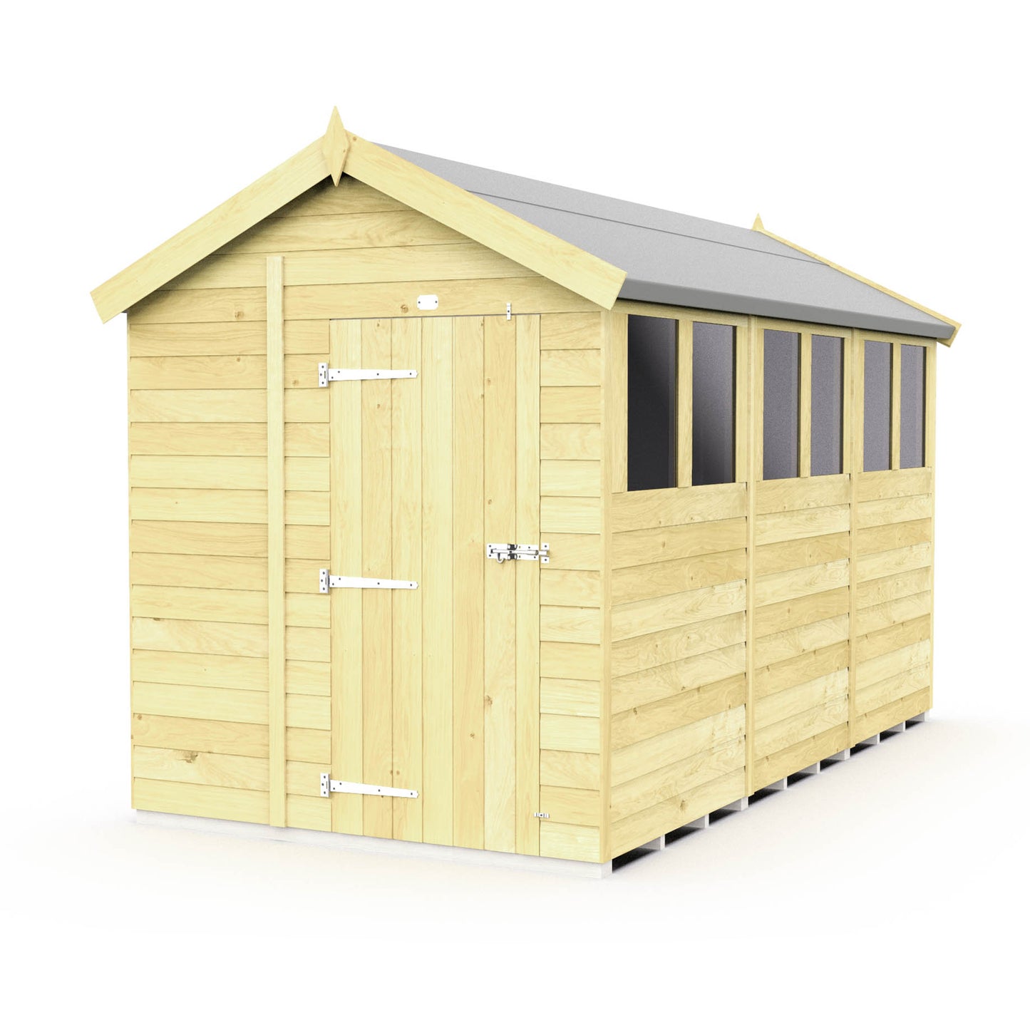 Elmstead Apex Shed Single Door With Windows External View