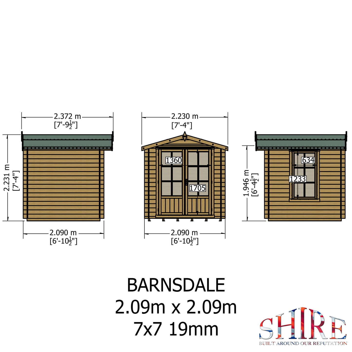 Shire Barnsdale 19mm Log Cabin 7x7