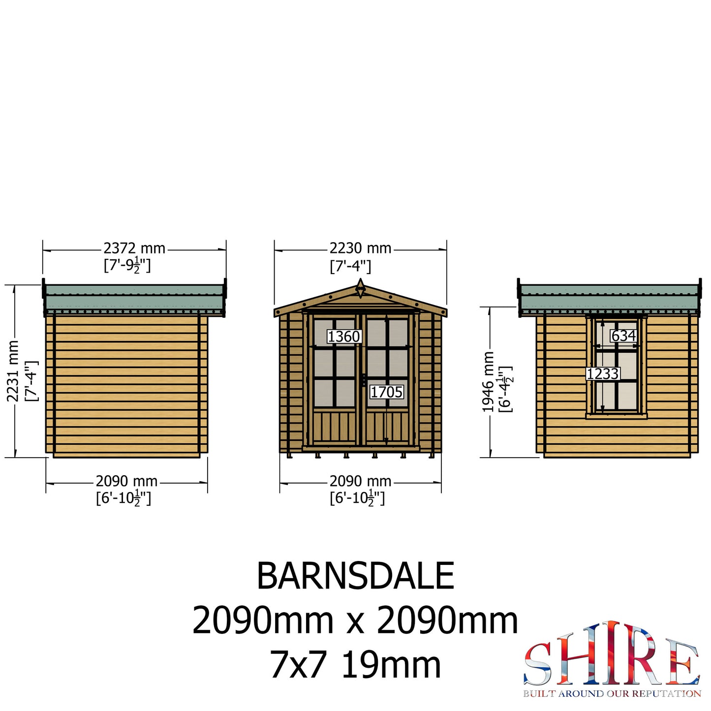 Shire Barnsdale 19mm Log Cabin 7x7
