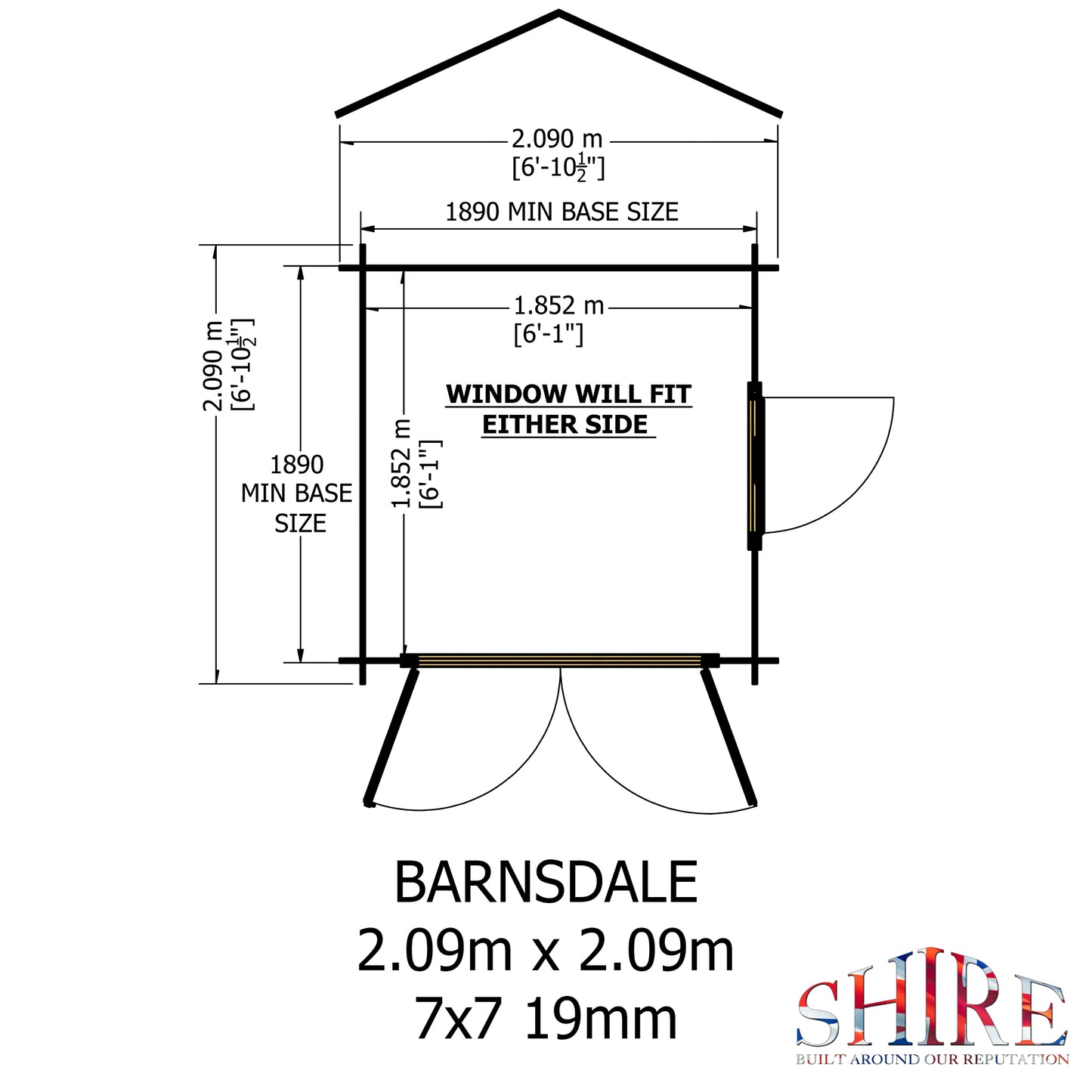 Shire Barnsdale 19mm Log Cabin 7x7