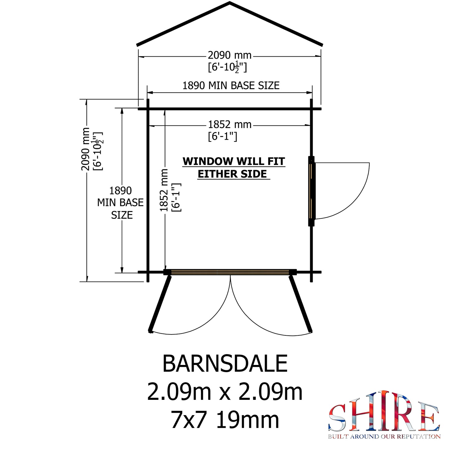 Shire Barnsdale 19mm Log Cabin 7x7