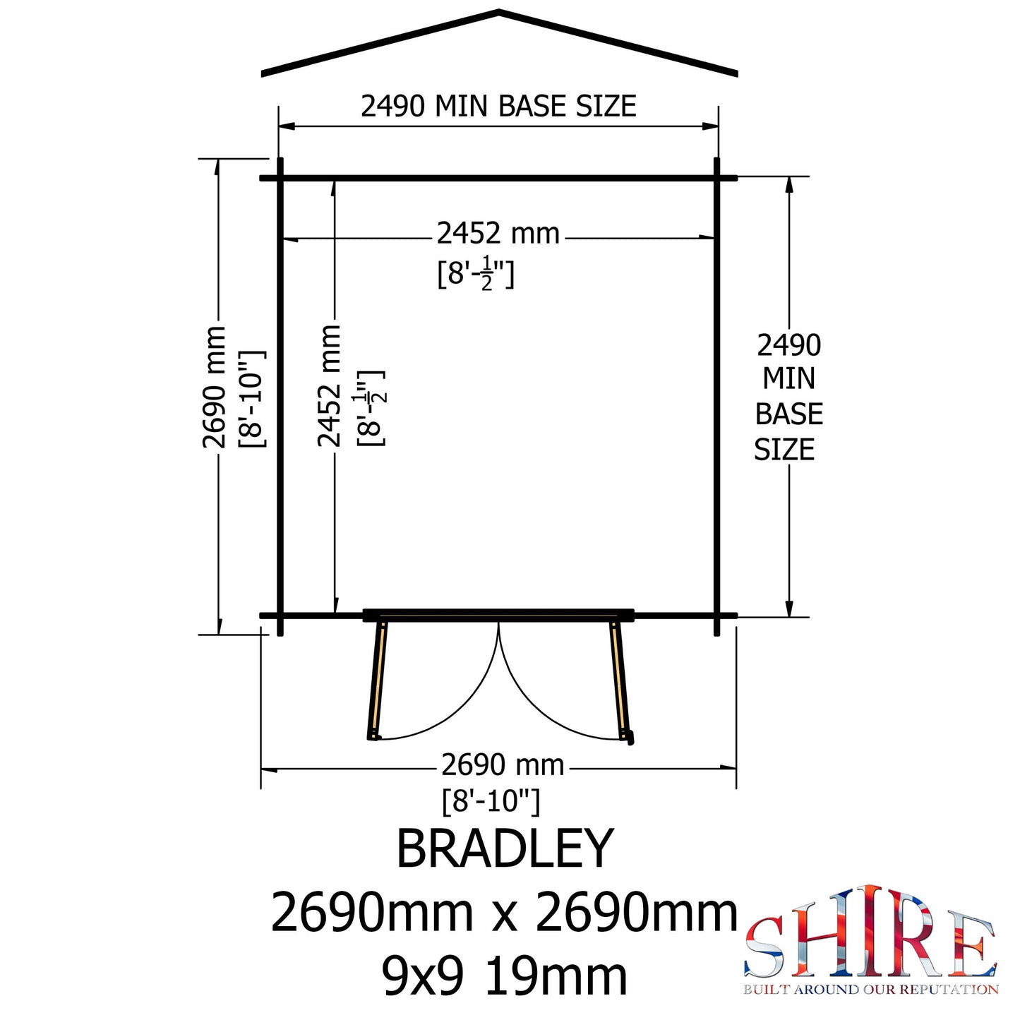 Shire Bradley 19mm Log Cabin 9x9
