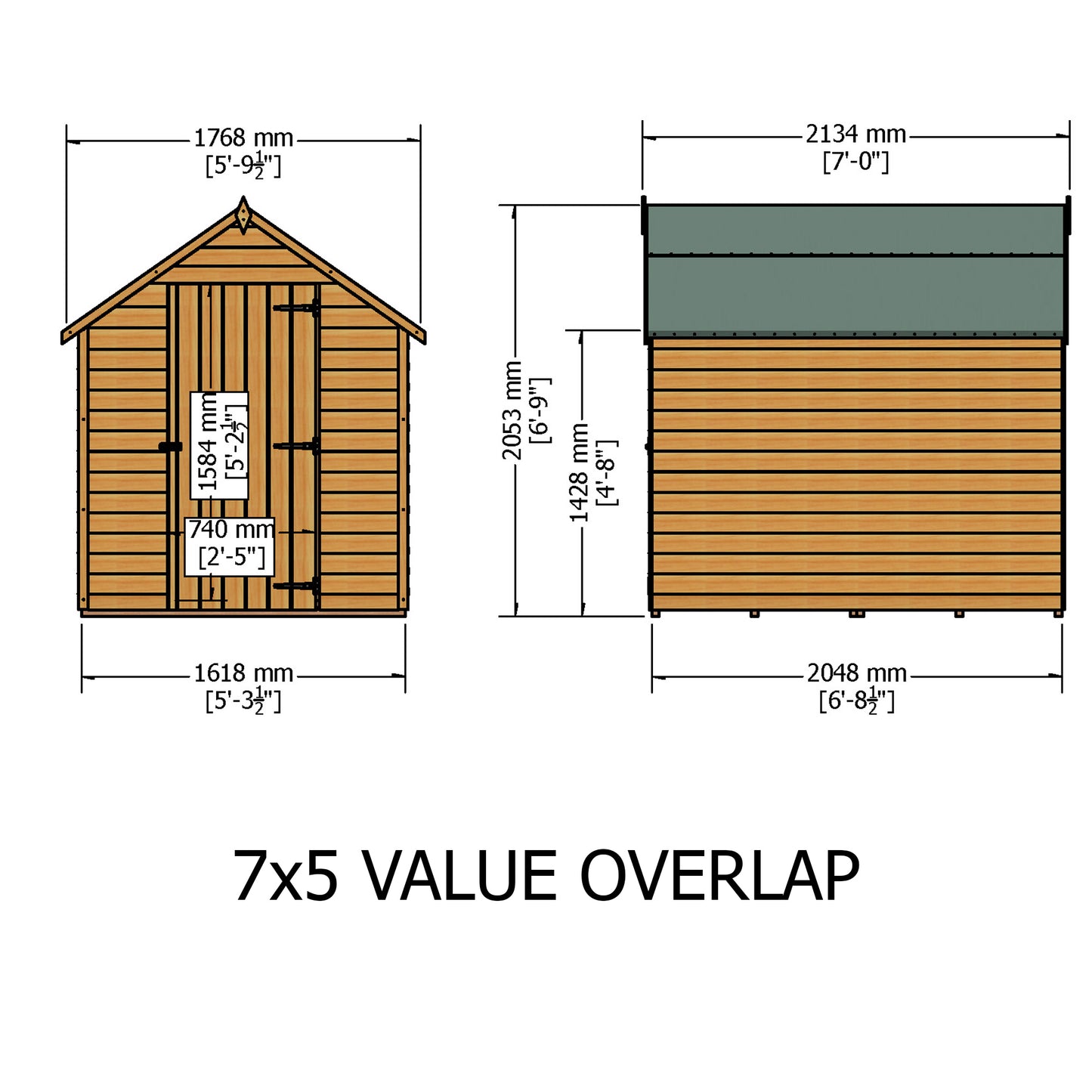 Shire Apex Pressure Treated Overlap Value Garden Shed 7x5