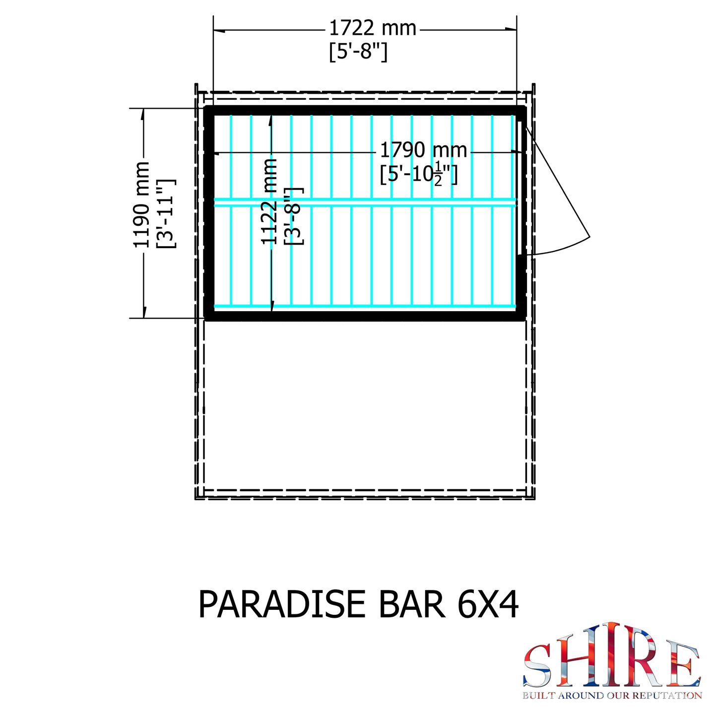 Shire Paradise Garden Bar and Store 6x4 Pent Roof
