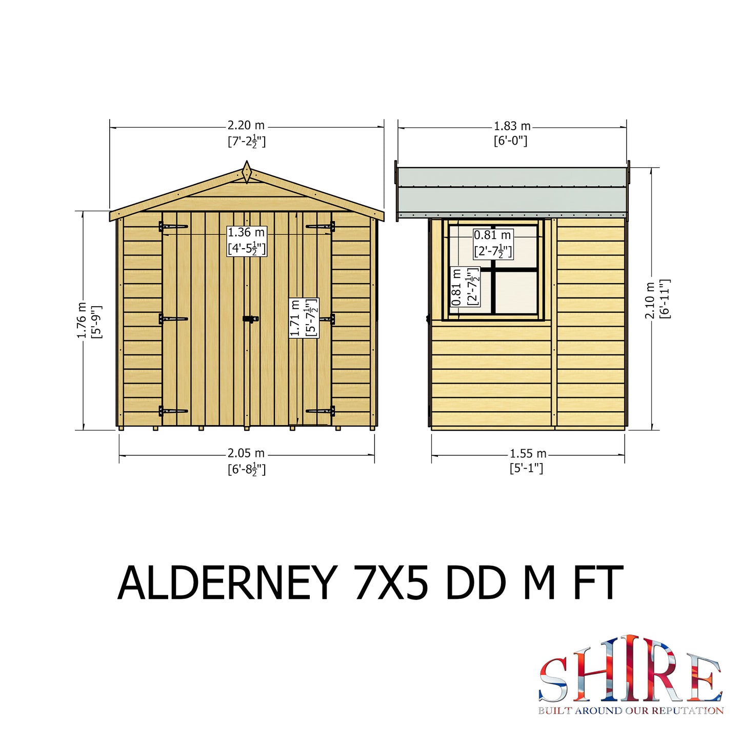 Shire Alderney Shiplap Tongue & Groove Apex Shed 7x5