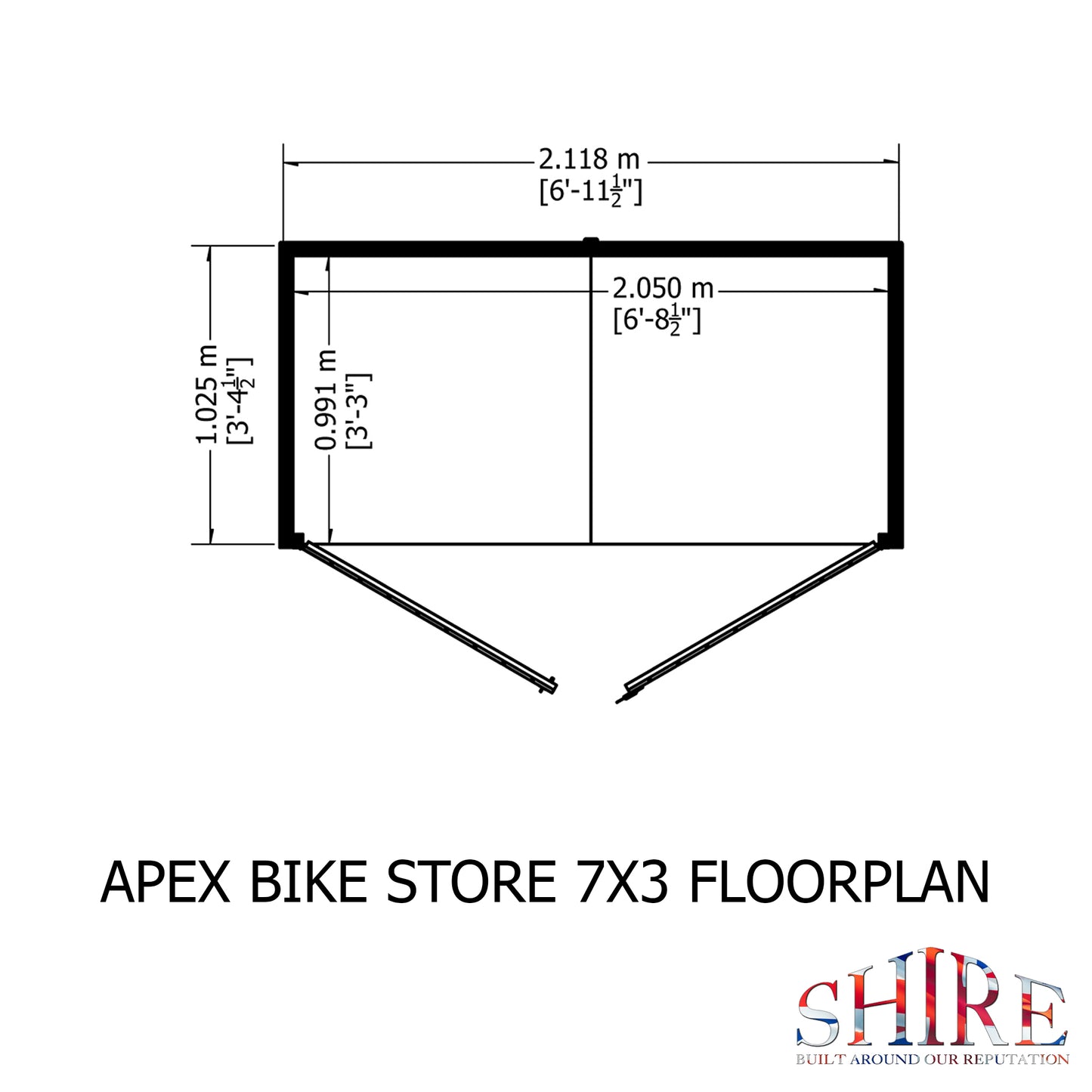 Shire Shiplap Bike Storage Apex Roof with floor 7'x3'