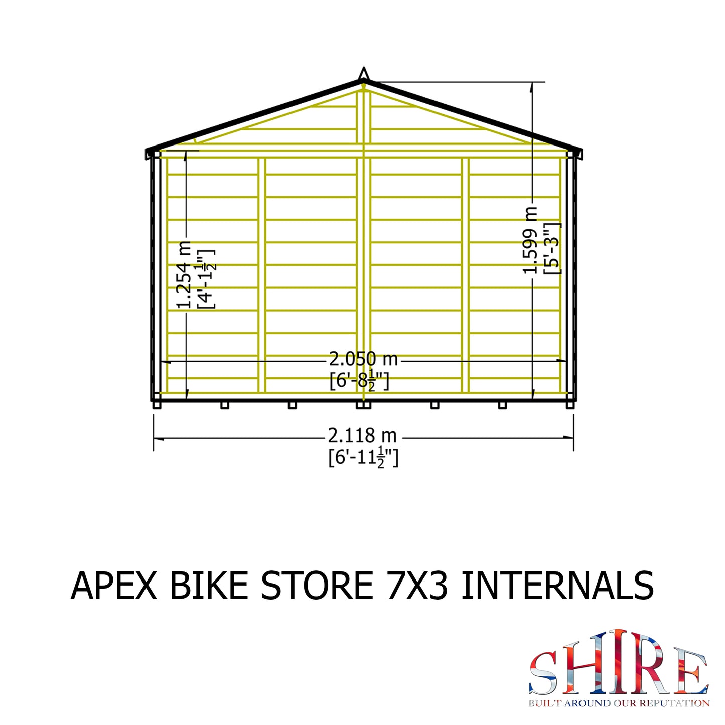 Shire Shiplap Bike Storage Apex Roof with floor 7'x3'