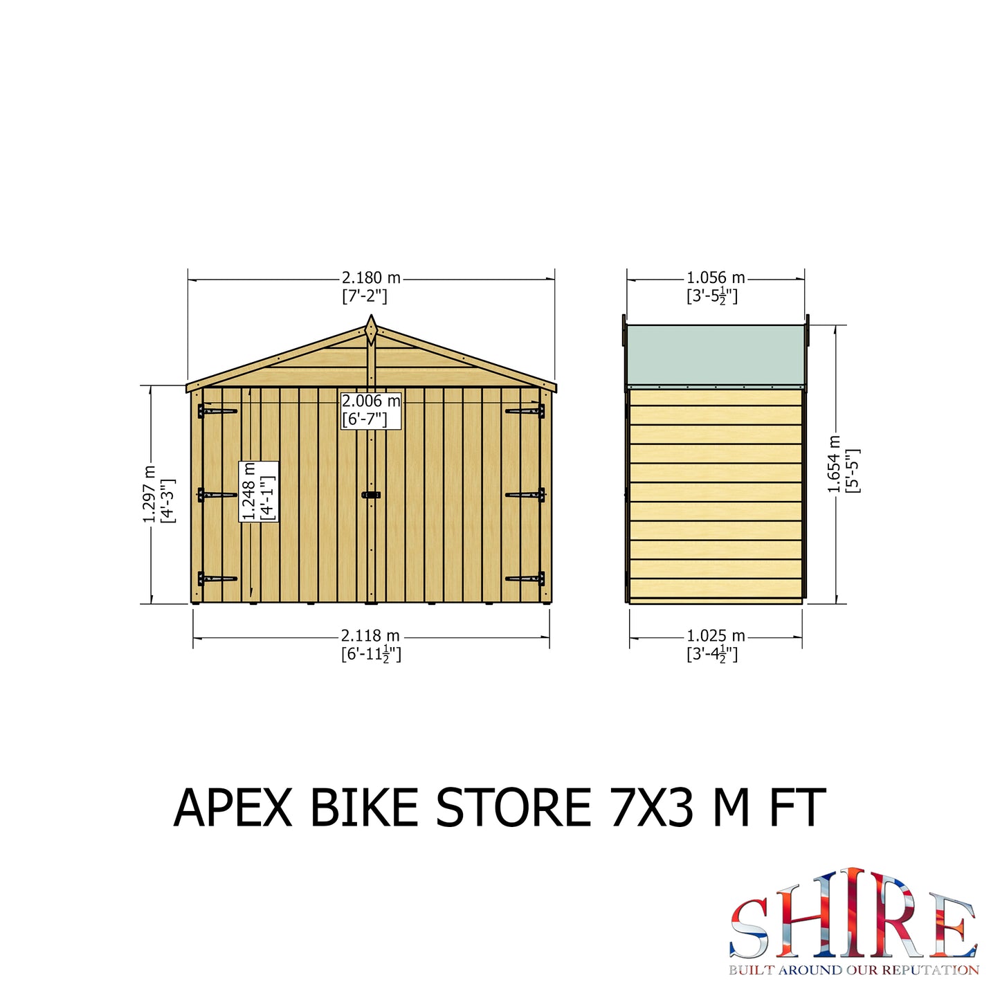 Shire Shiplap Bike Storage Apex Roof with floor 7'x3'