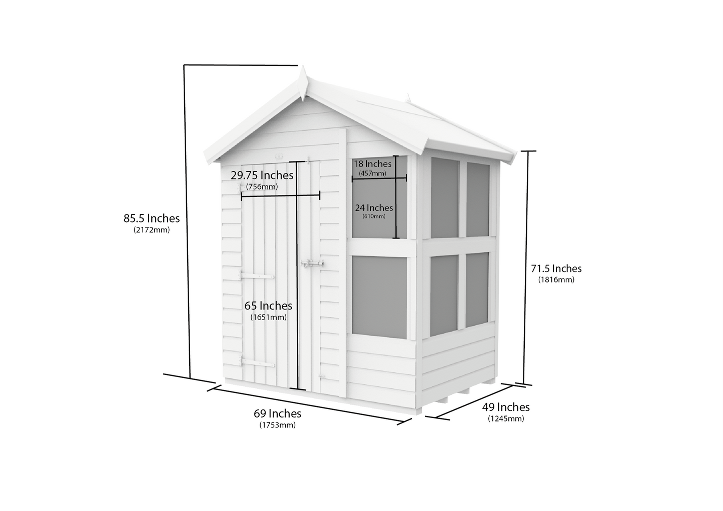 Elmstead Apex Potting Shed Dimensional Drawings