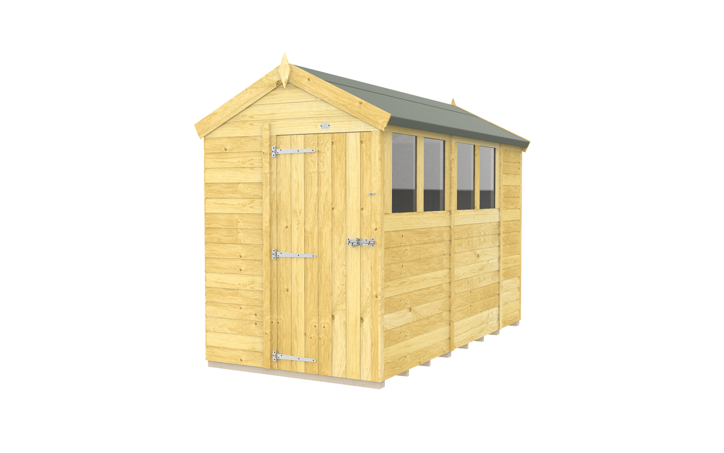Elmstead Apex Shed Single Door With Windows External View