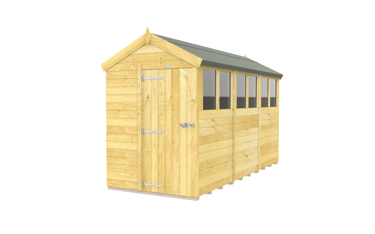 Elmstead Apex Shed Single Door With Windows External View