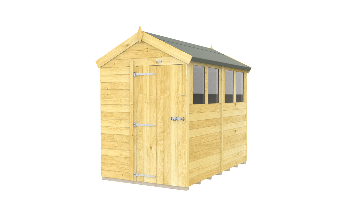 Elmstead Apex Shed Single Door With Windows External View