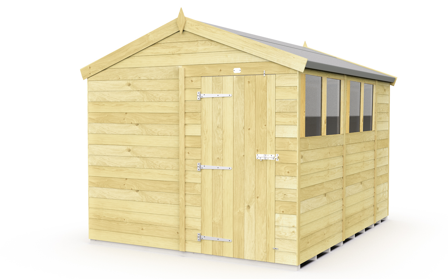 Elmstead Apex Shed Single Door With Windows External View