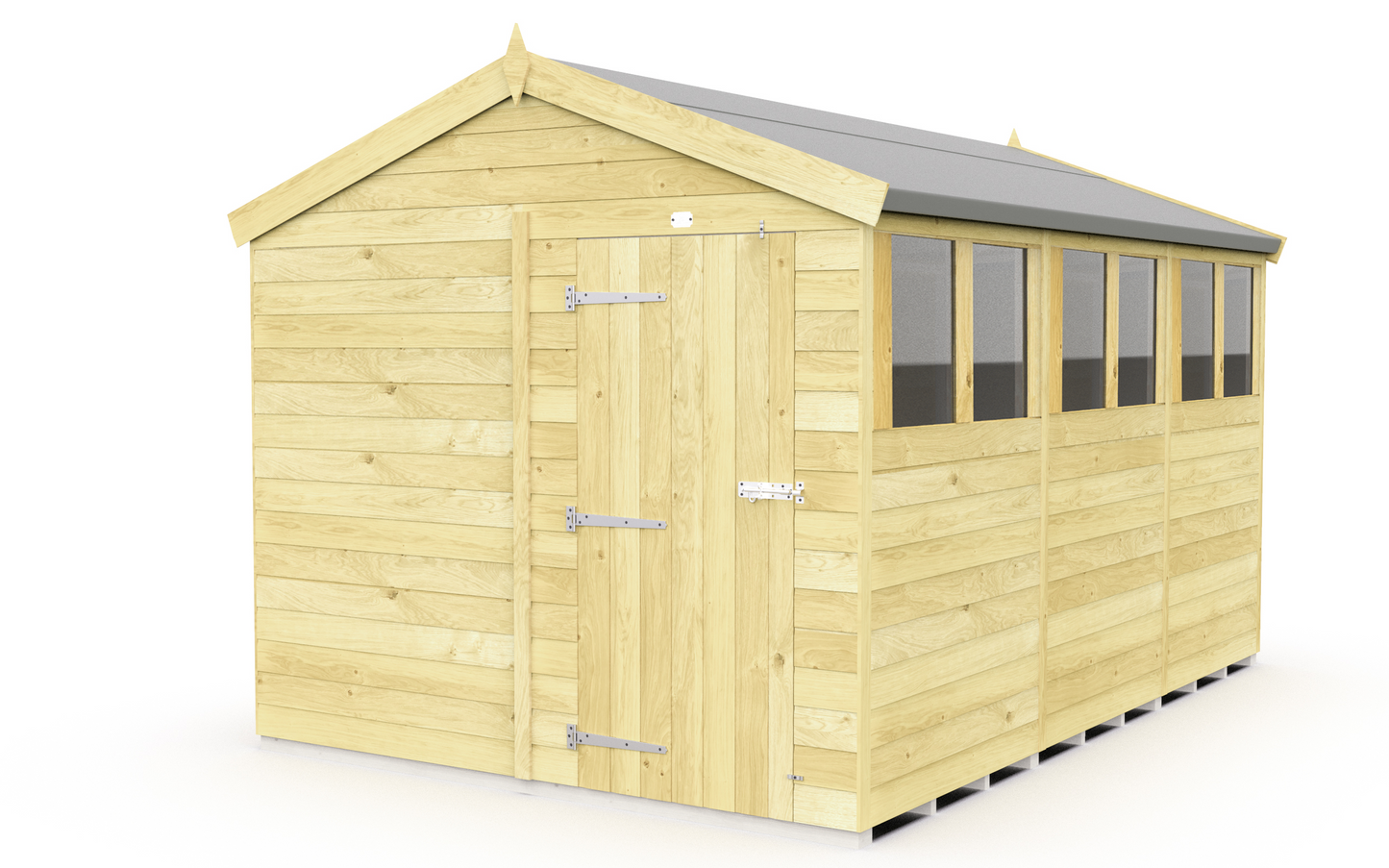 Elmstead Apex Shed Single Door With Windows External View