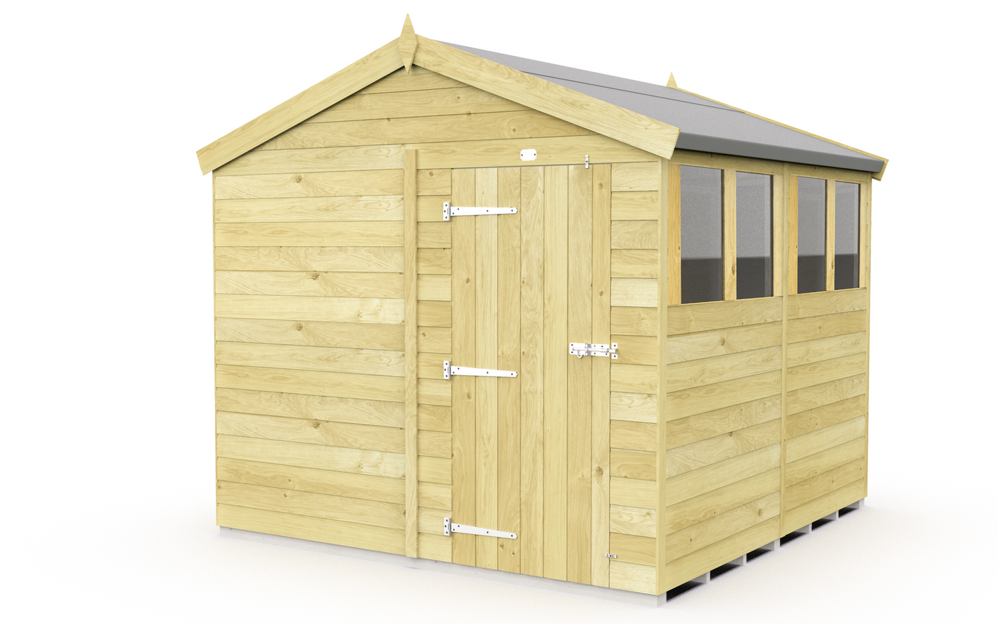 Elmstead Apex Shed Single Door With Windows External View