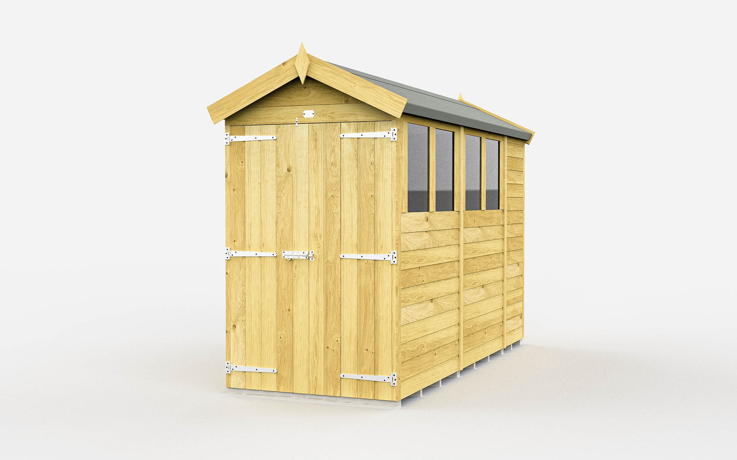 Elmstead Apex Shed Double Door With Windows External View