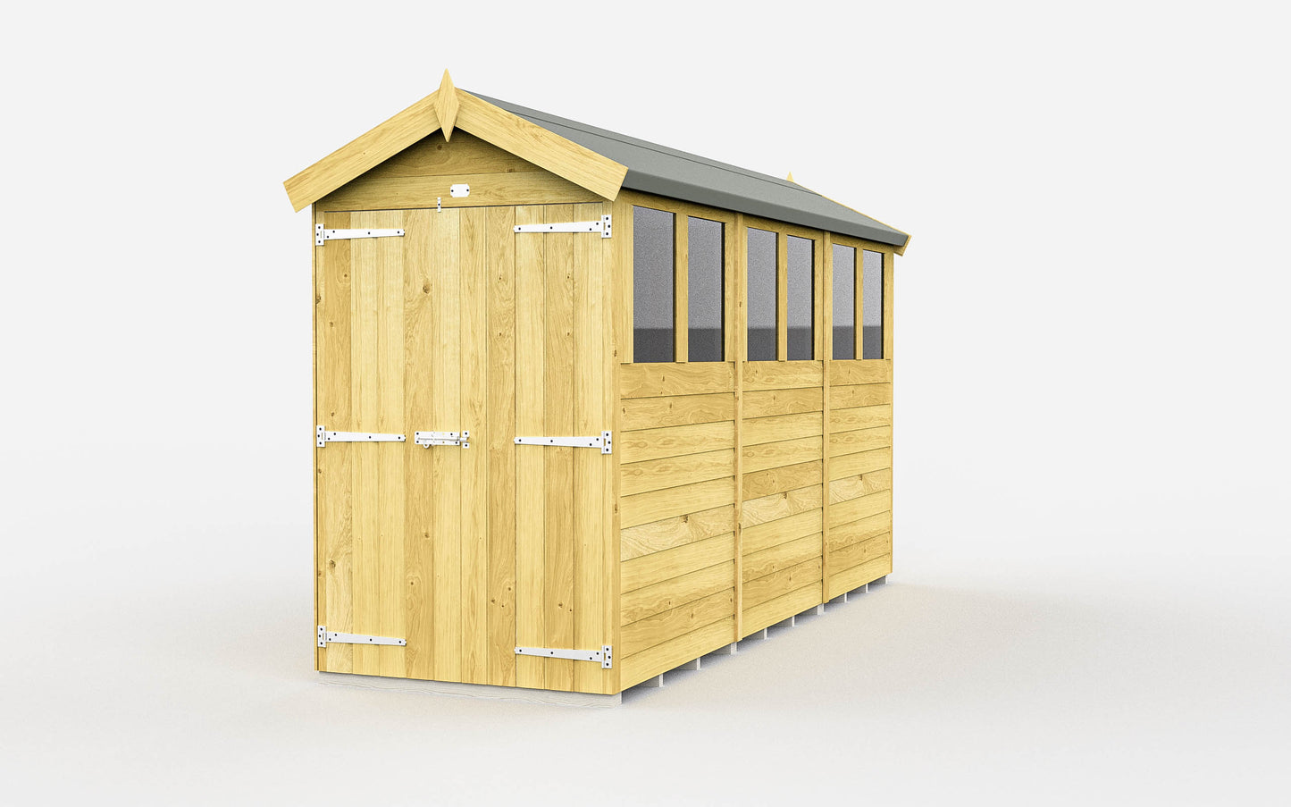 Elmstead Apex Shed Double Door With Windows External View