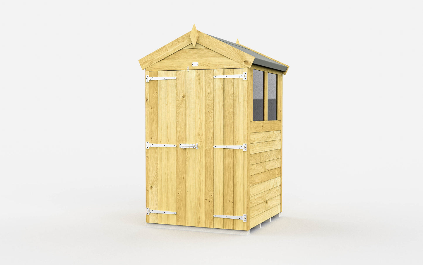 Elmstead Apex Shed Double Door With Windows External View