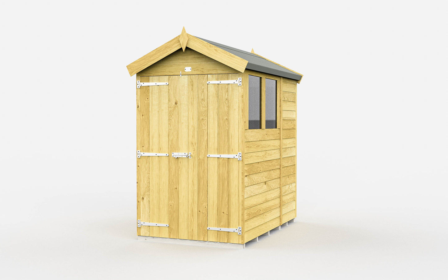 Elmstead Apex Shed Double Door With Windows External View