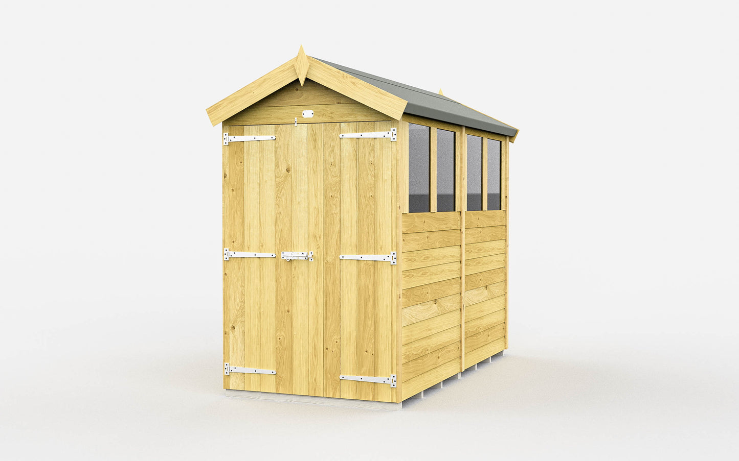 Elmstead Apex Shed Double Door With Windows External View