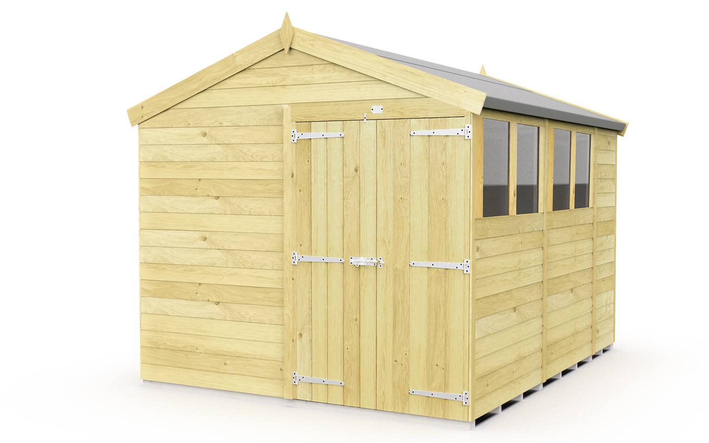 Elmstead Apex Shed Double Door With Windows External View