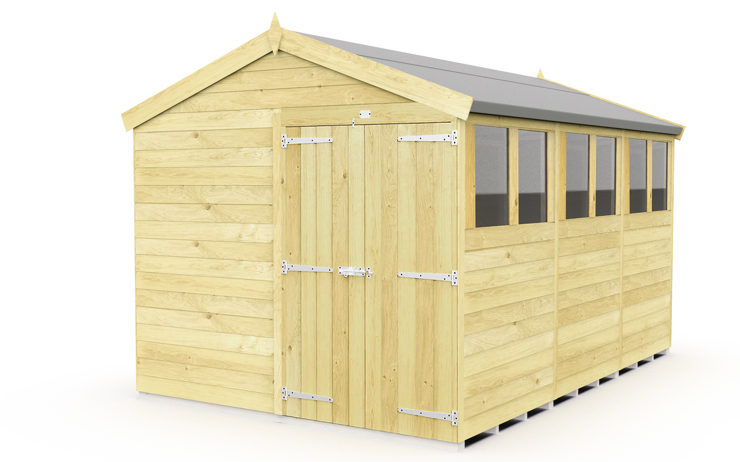 Elmstead Apex Shed Double Door With Windows External View