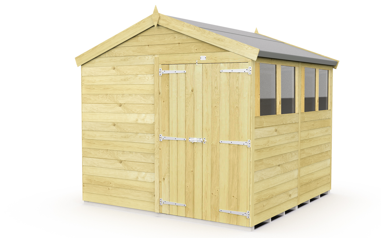 Elmstead Apex Shed Double Door With Windows External View