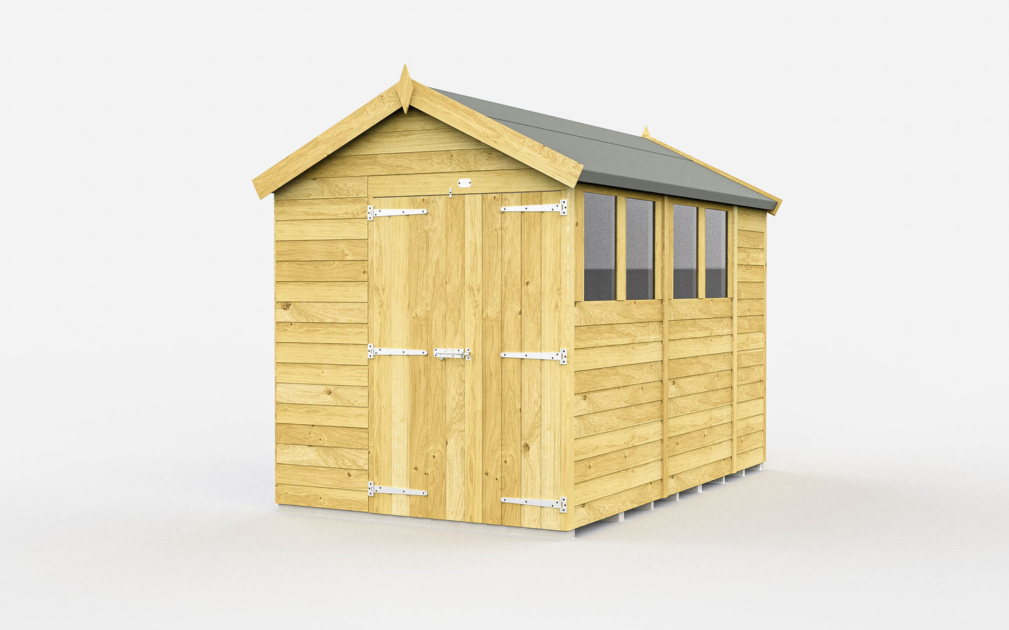 Elmstead Apex Shed Double Door With Windows External View