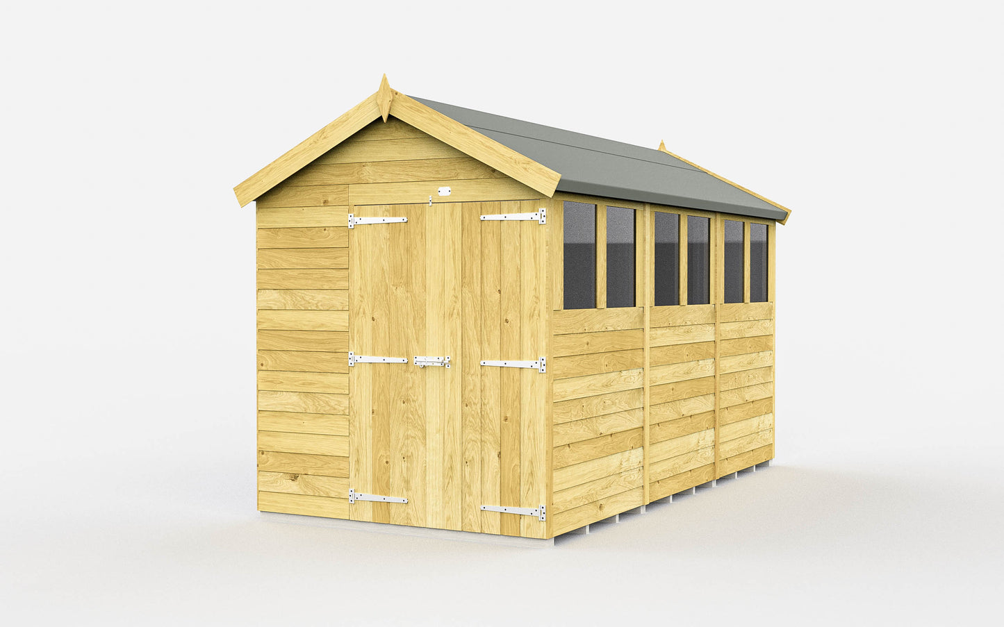 Elmstead Apex Shed Double Door With Windows External View