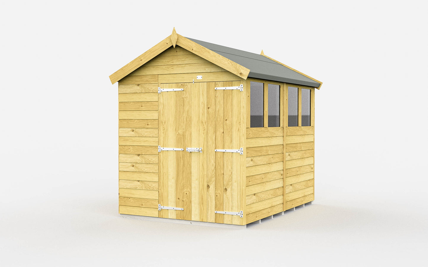 Elmstead Apex Shed Double Door With Windows External View