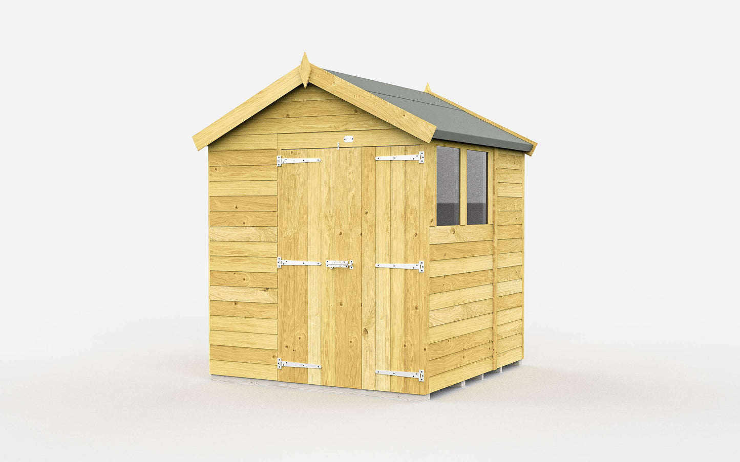 Elmstead Apex Shed Double Door With Windows External View