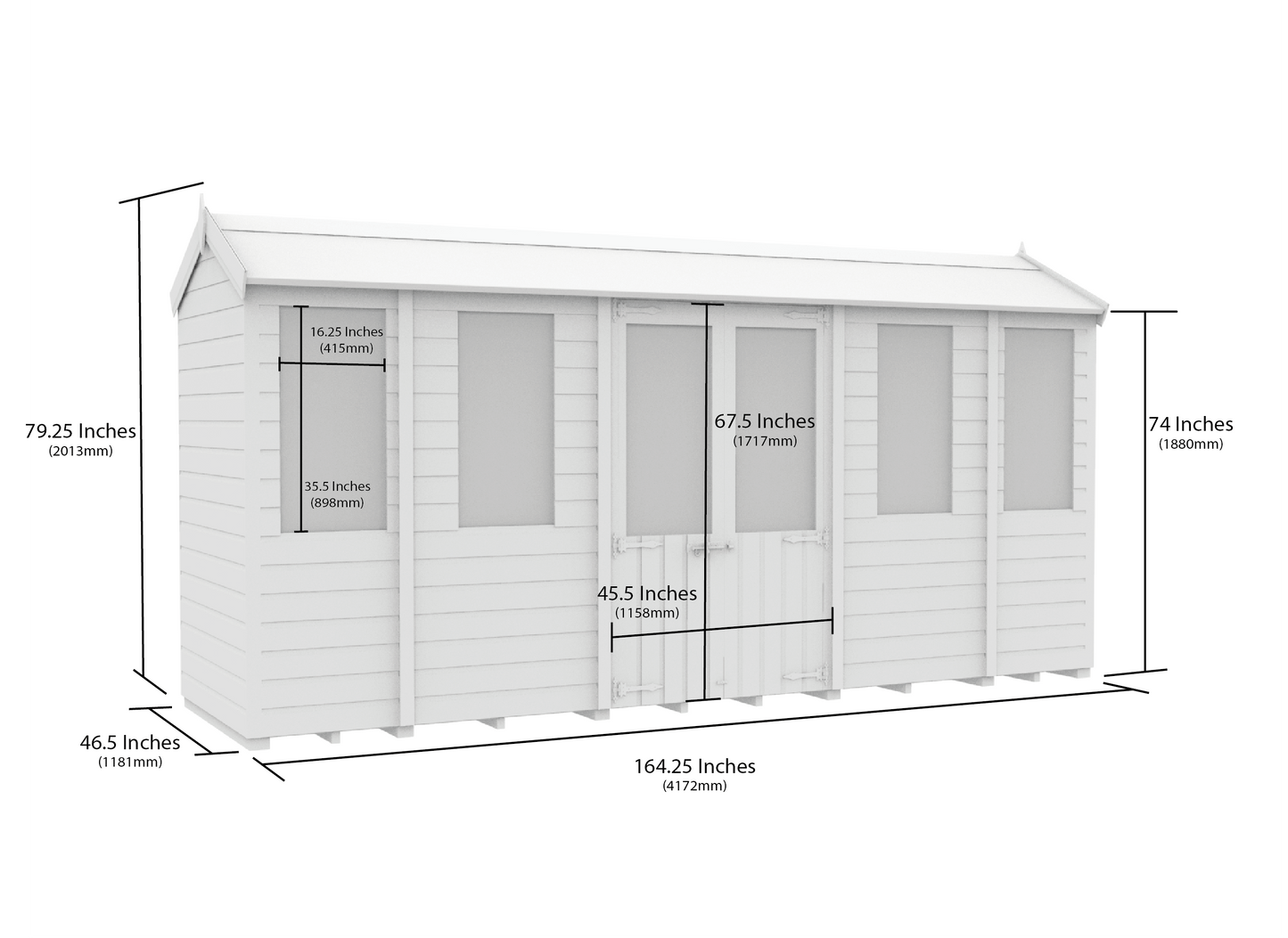 Elmstead Apex Summerhouse Dimensional Drawings