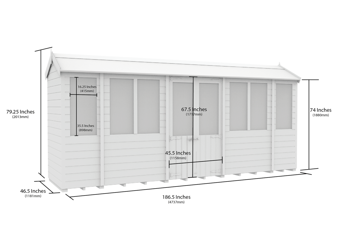 Elmstead Apex Summerhouse Dimensional Drawings