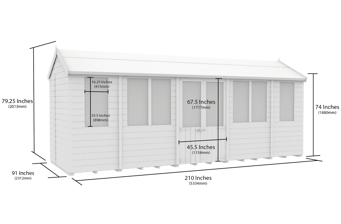 Elmstead Apex Summerhouse Dimensional Drawings