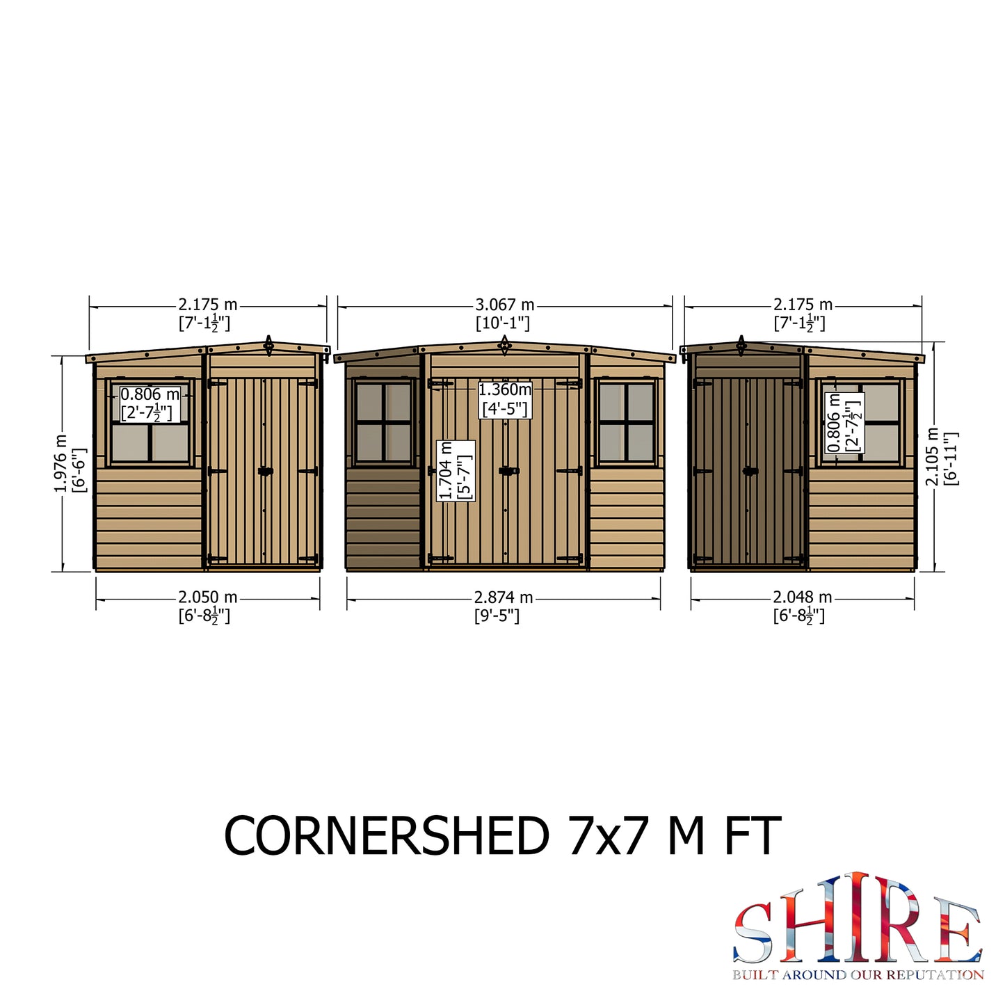 Shire Pressure Treated Shiplap Corner Shed 7x7