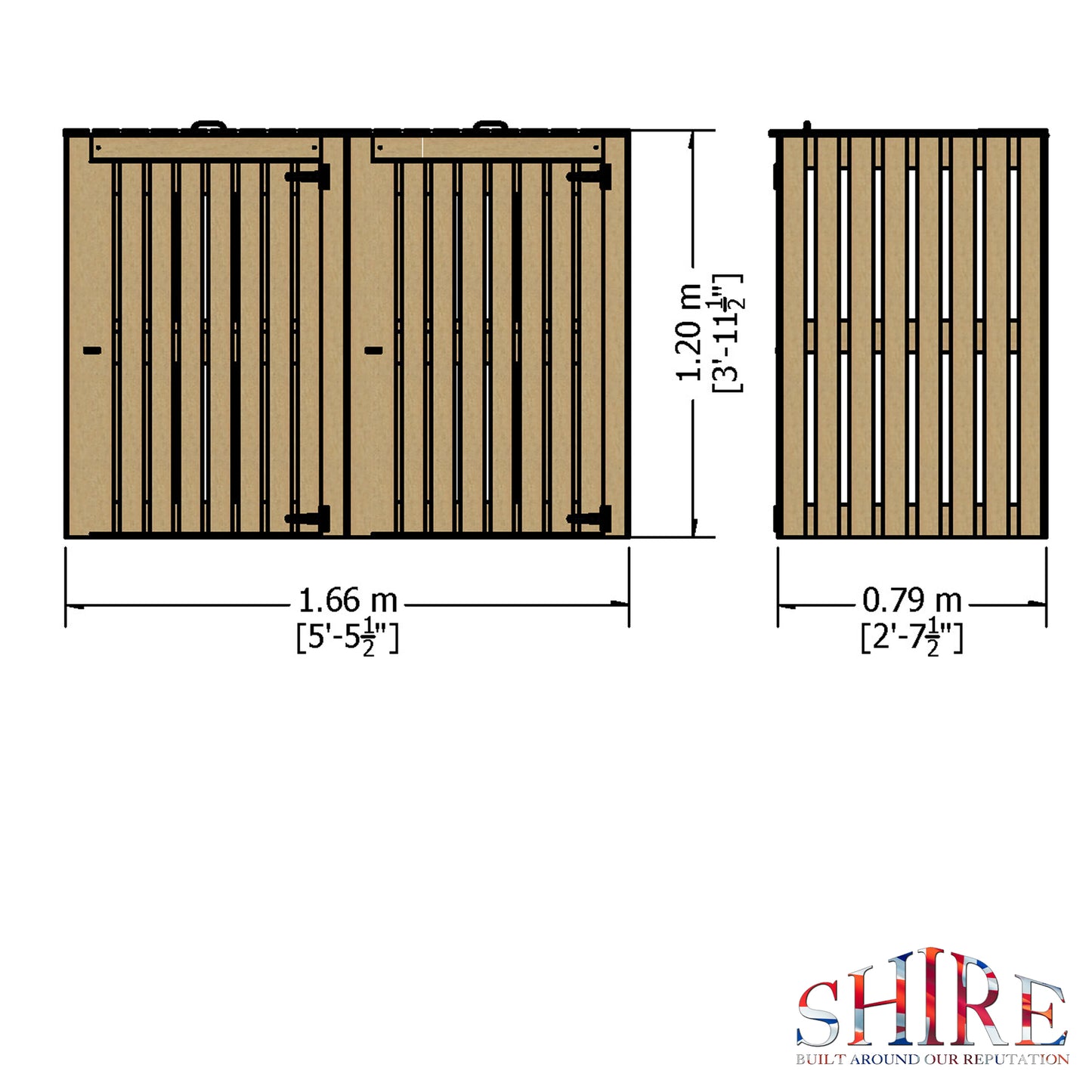 Shire Wooden Wheelie Bin Store Double Bin