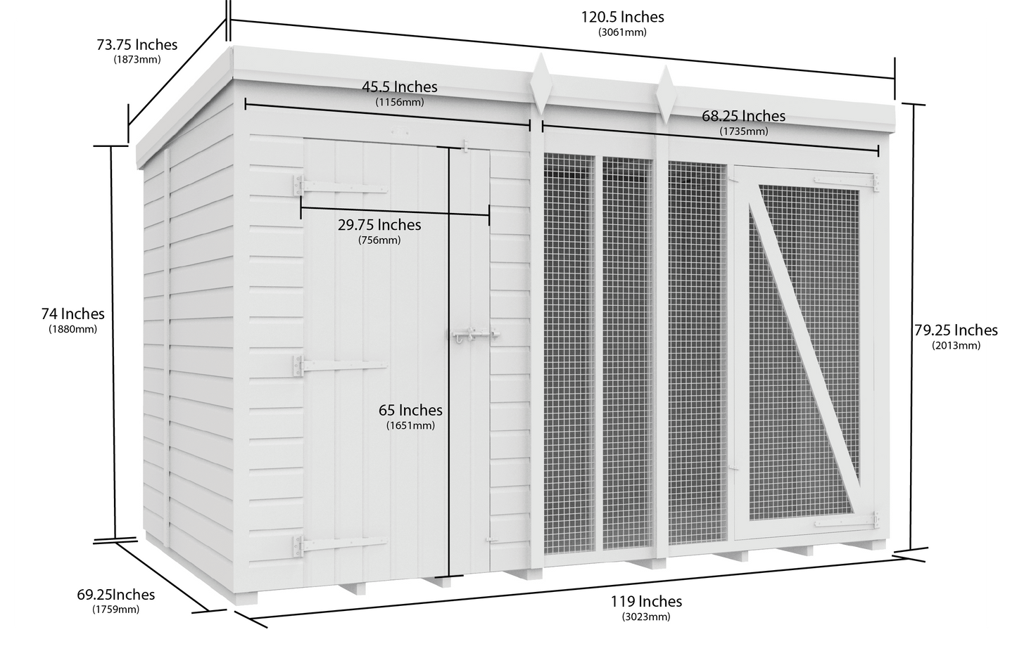Elmstead Full Height Dog Kennel And Run Dimensional Drawings