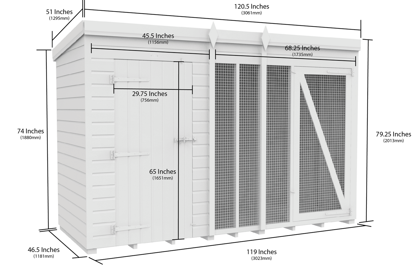 Elmstead Full Height Dog Kennel And Run Dimensional Drawings