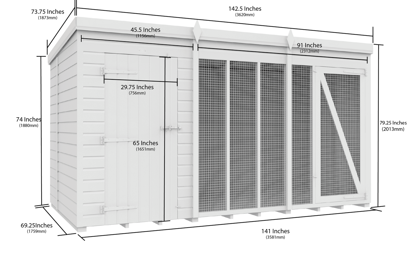 Elmstead Full Height Dog Kennel And Run Dimensional Drawings