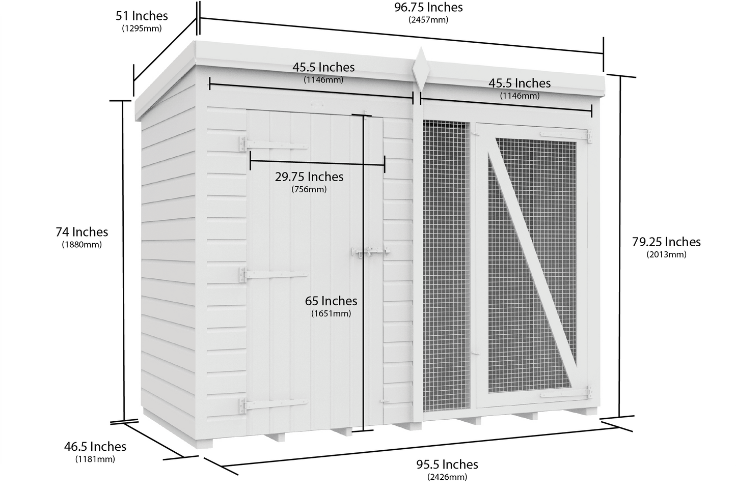 Elmstead Full Height Dog Kennel And Run Dimensional Drawings